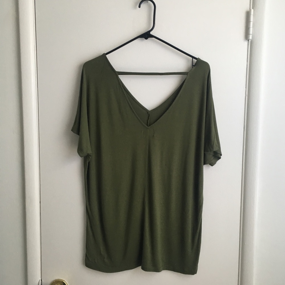 GREEN V-NECK SHIRT